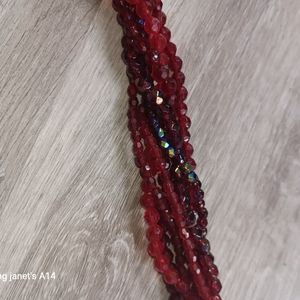 Deep red beaded necklace/choker